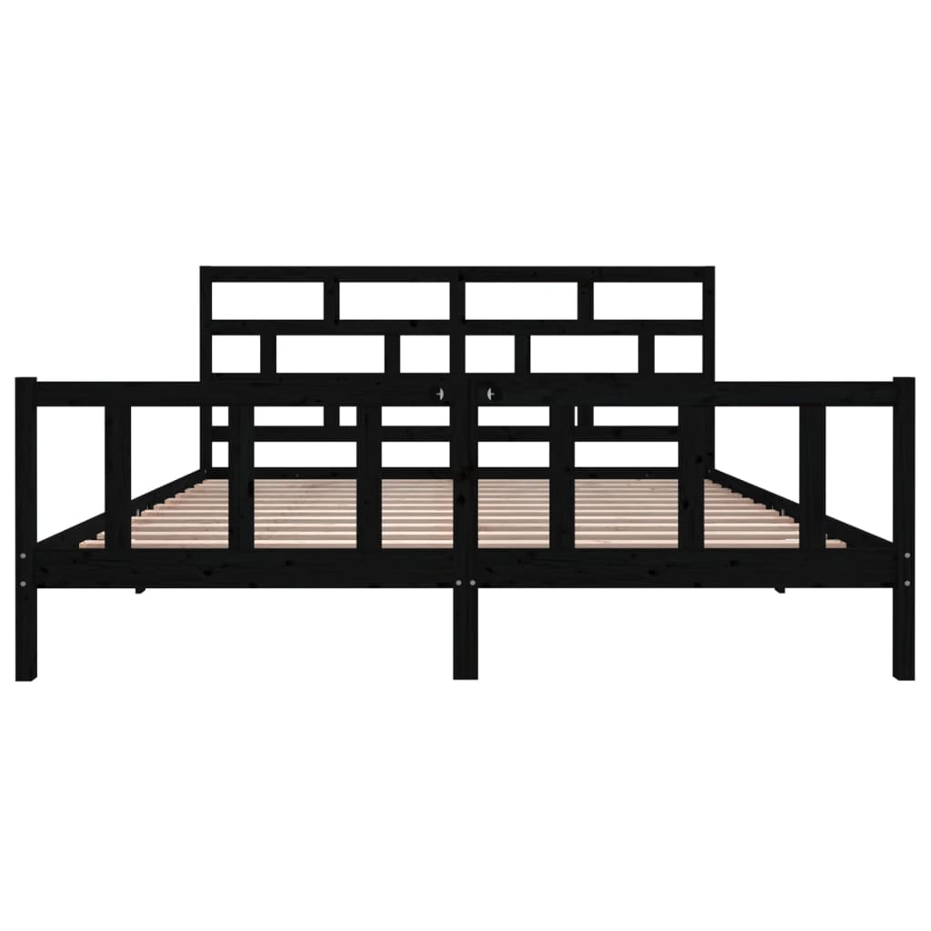 Okvir za krevet od masivne borovine crni 200 x 200 cm