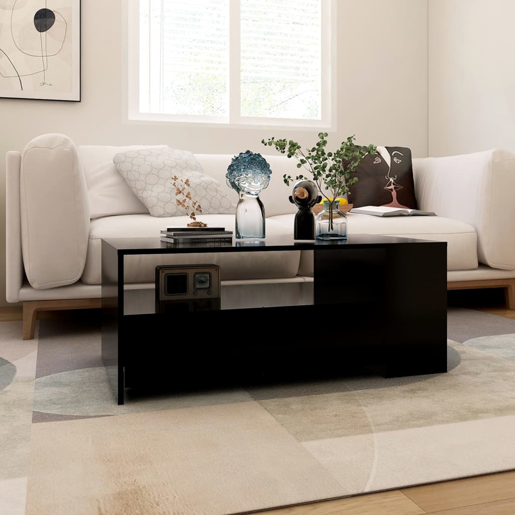 Stolić za kavu crni 102 x 55 x 42 cm od konstruiranog drva