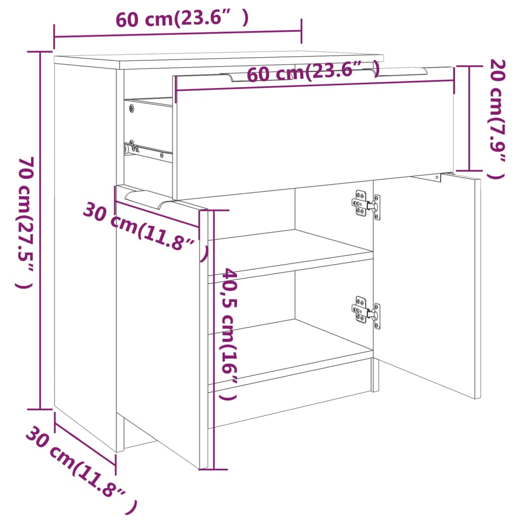 Komoda siva boja betona 60x30x70 cm od konstruiranog drva