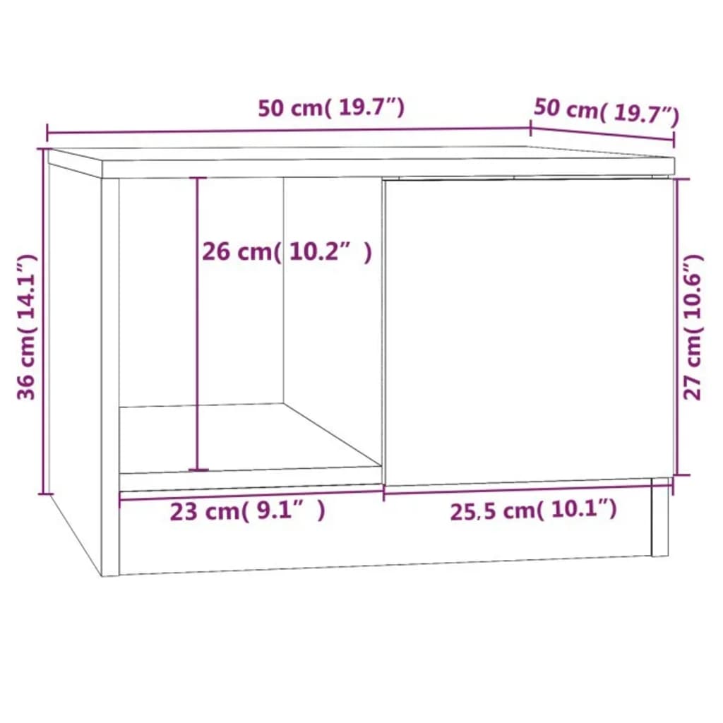 Stolić za kavu boja hrasta 50x50x36 cm konstruirano drvo