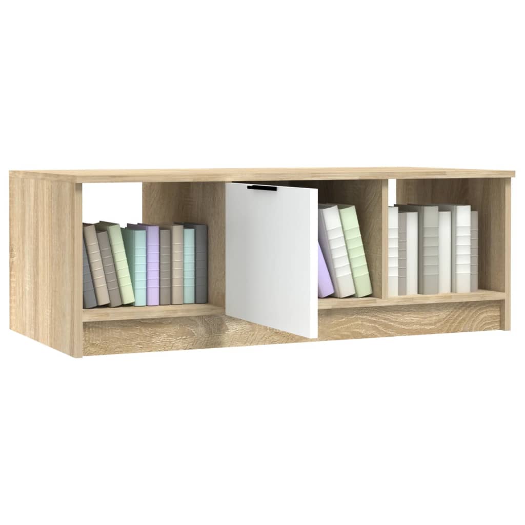 Stolić za kavu bijeli i hrast 102x50x36 cm konstruirano drvo