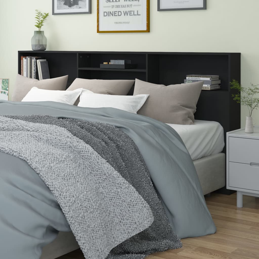 Uzglavlje s ormarićem crno 220 x 19 x 103,5 cm