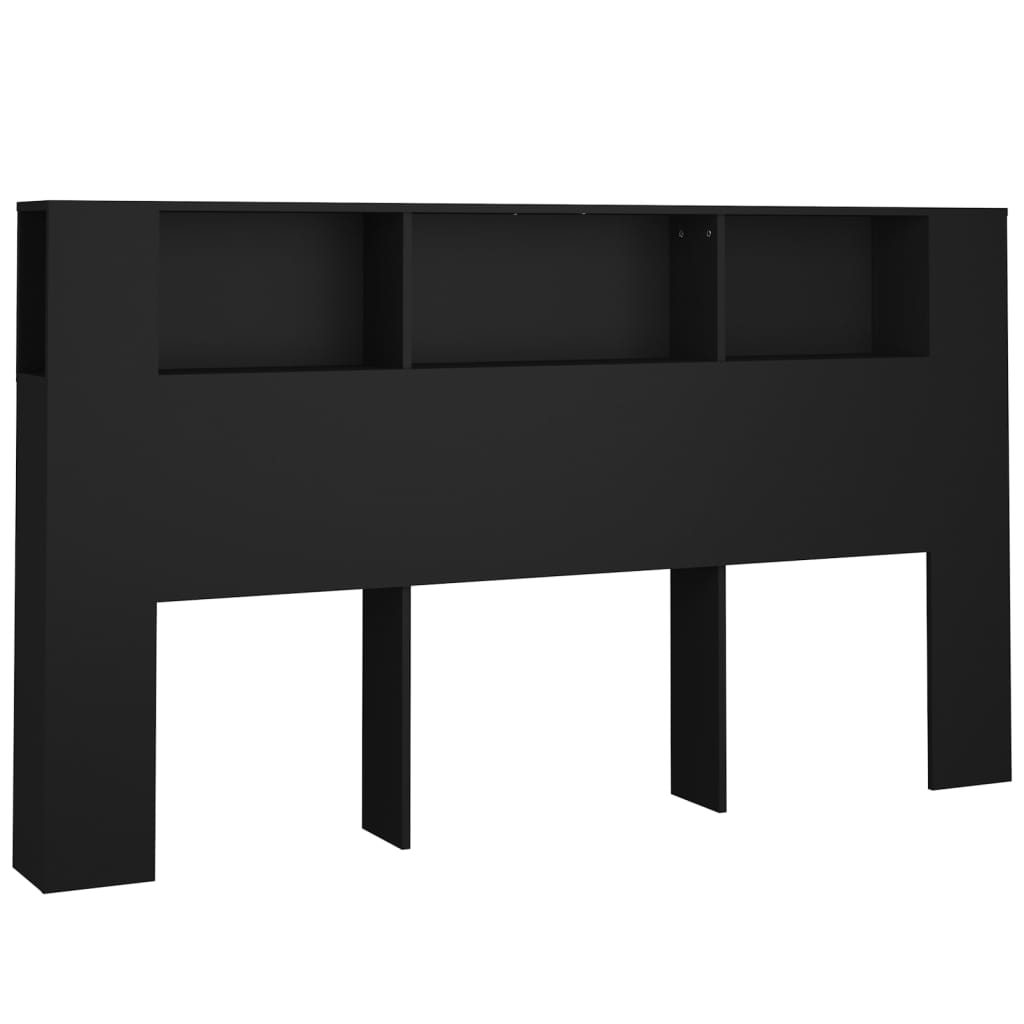 Uzglavlje s ormarićem crno 180 x 18,5 x 104,5 cm