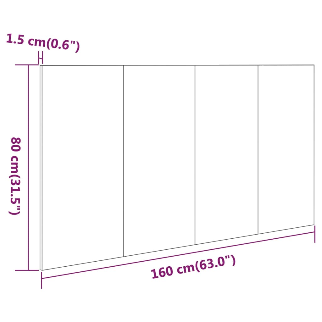 Uzglavlje za krevet boja dimljenog hrasta 160x1,5x80 cm drveno