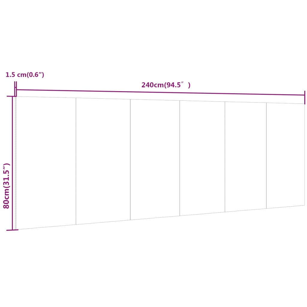 Zidno uzglavlje boja hrasta 240 x 1,5 x 80 cm konstruirano drvo