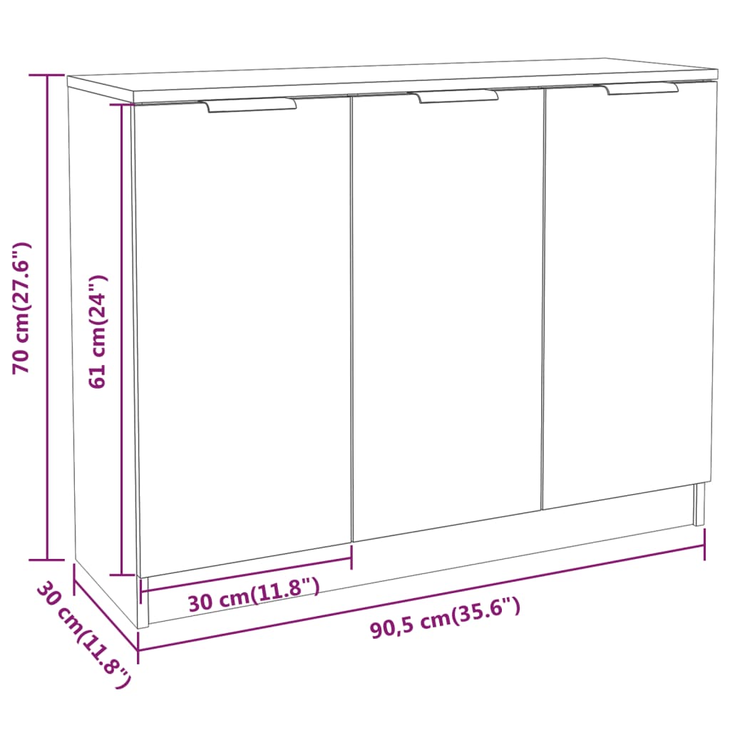 Komoda boja dimljenog hrasta 90,5x30x70 cm konstruirano drvo