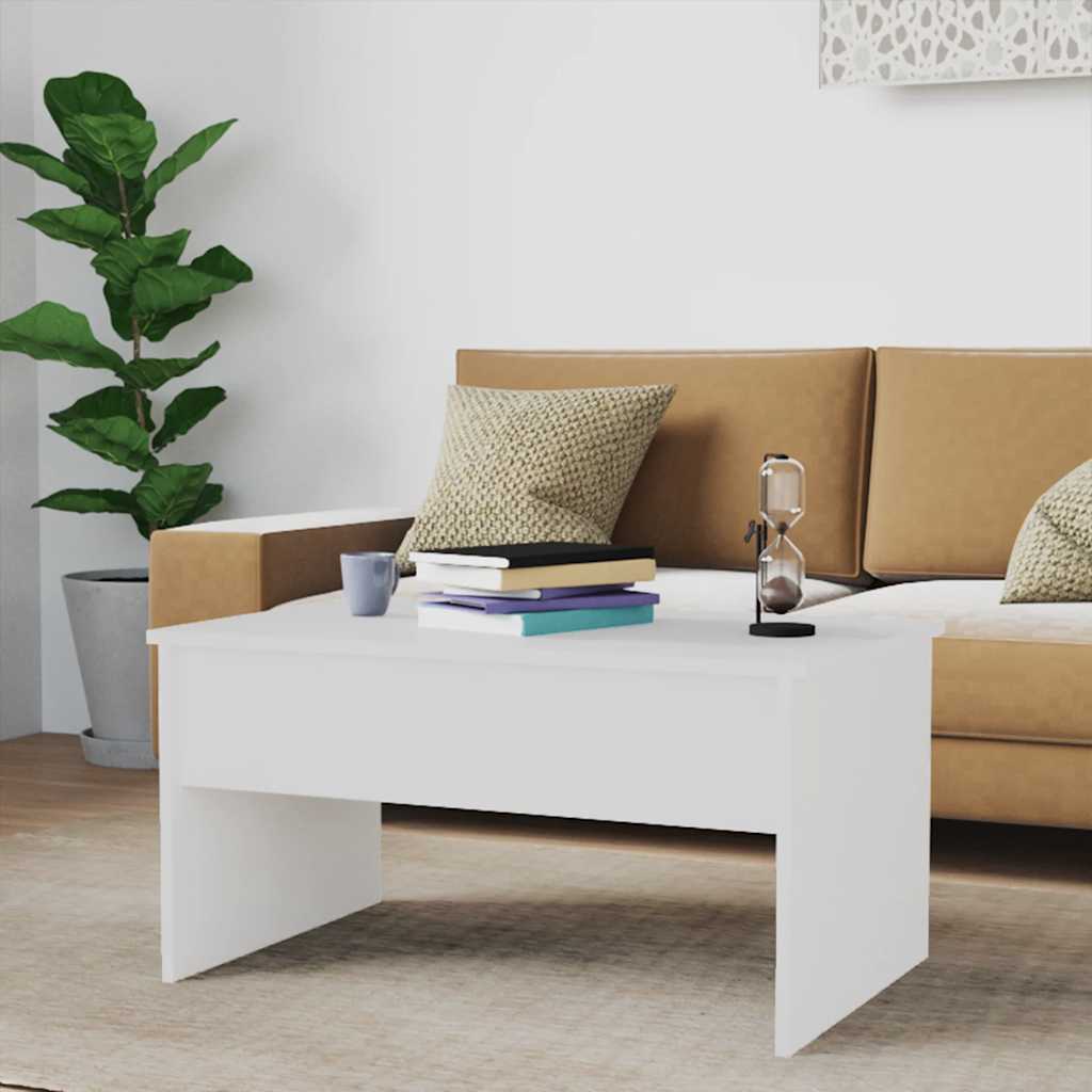Stolić za kavu sjajni bijeli 80x50,5x41,5 cm konstruirano drvo