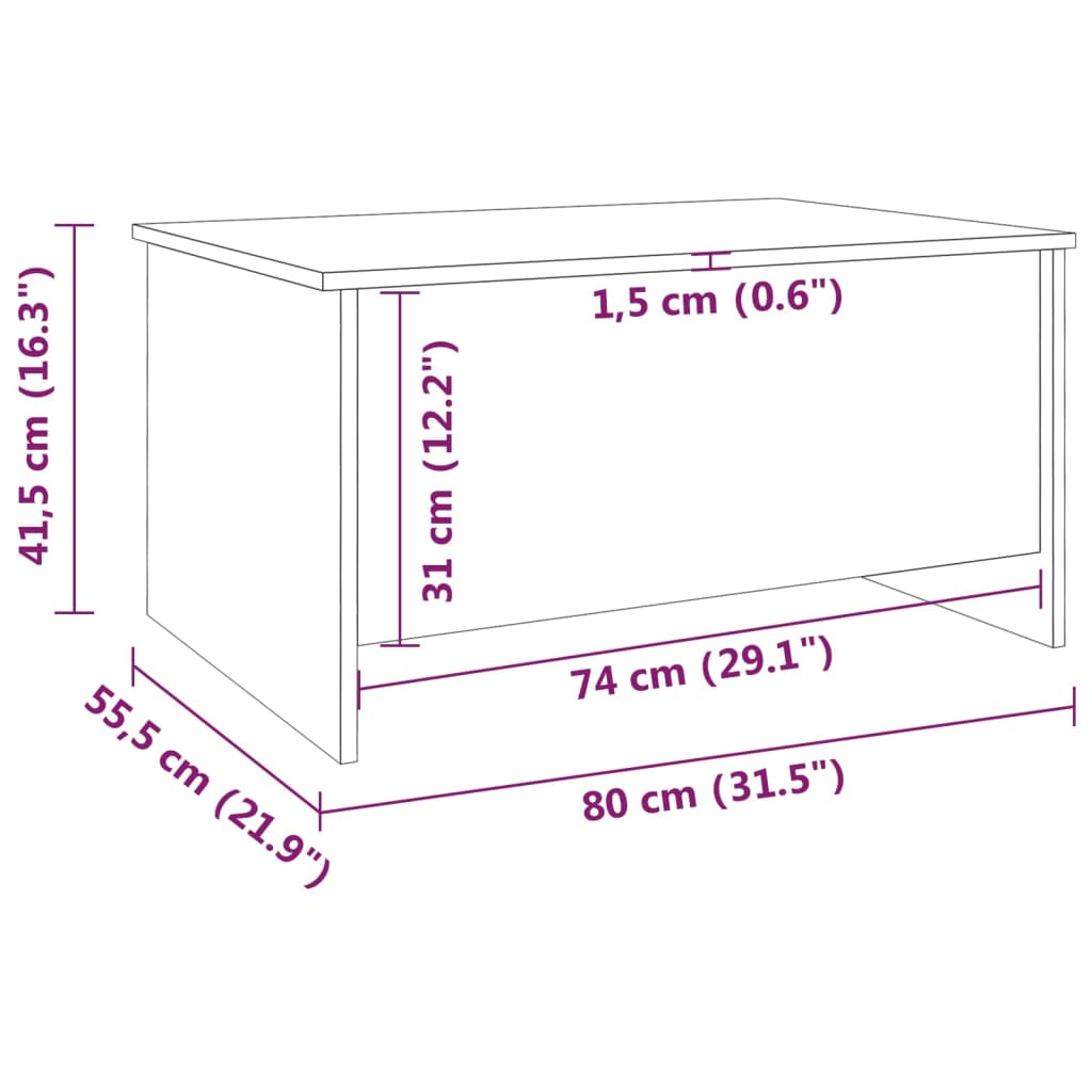 Stolić za kavu boja hrasta 80x55,5x41,5 cm konstruirano drvo