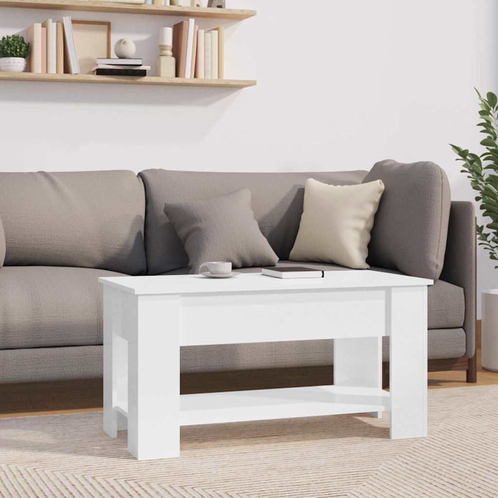 Stolić za kavu sjajni bijeli 101x49x52 cm konstruirano drvo