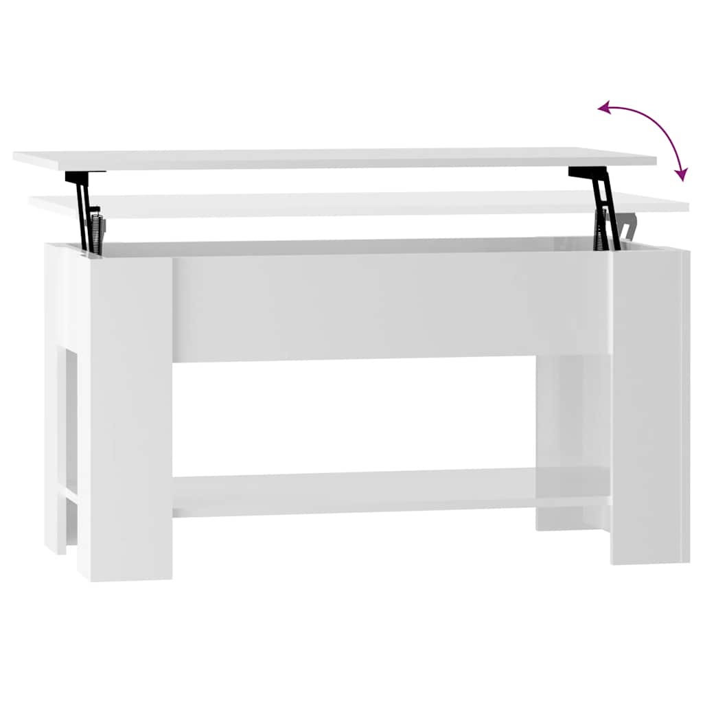 Stolić za kavu sjajni bijeli 101x49x52 cm konstruirano drvo