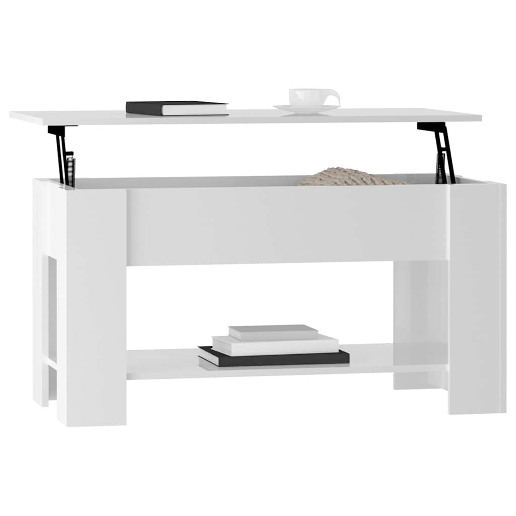 Stolić za kavu sjajni bijeli 101x49x52 cm konstruirano drvo