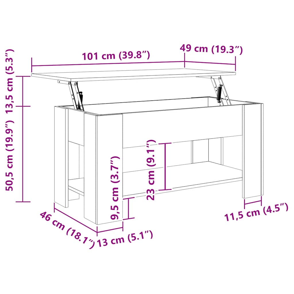 Stolić za kavu sjajni bijeli 101x49x52 cm konstruirano drvo