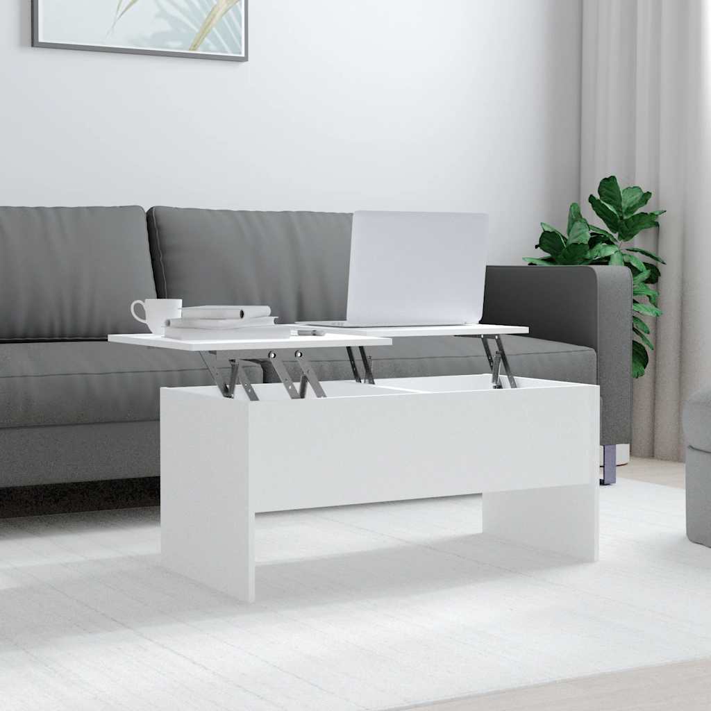 Stolić za kavu bijeli 102x50,5x46,5 cm od konstruiranog drva