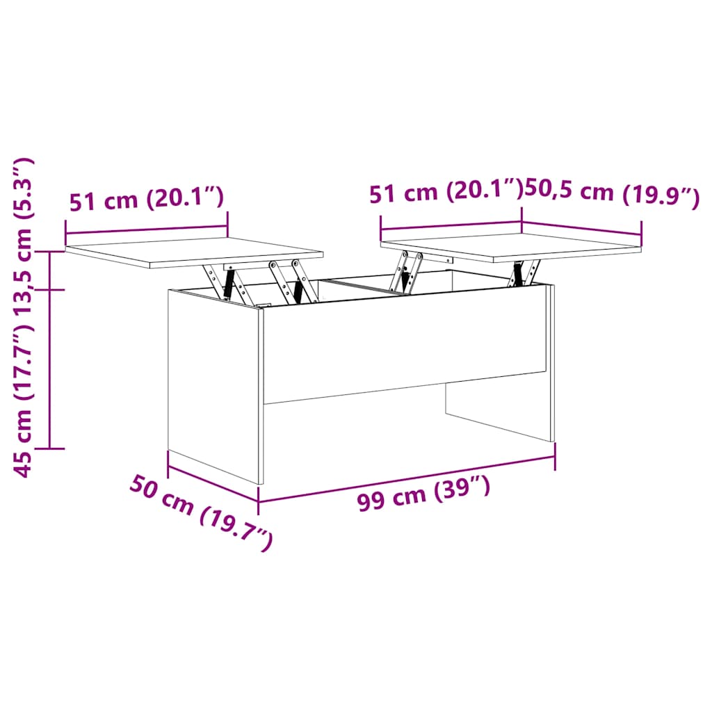 Stolić za kavu crni 102x50,5x46,5 cm od konstruiranog drva