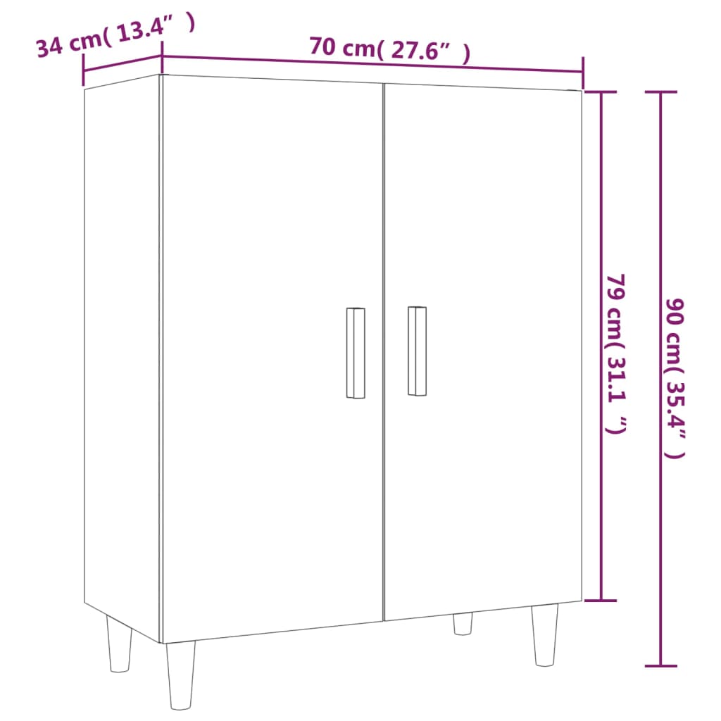 Komoda siva boja betona 70x34x90 cm od konstruiranog drva