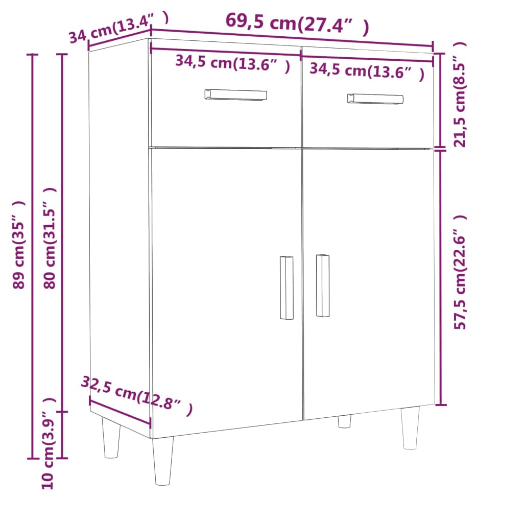 Komoda boja hrasta sonome 69,5x34x89 cm od konstruiranog drva