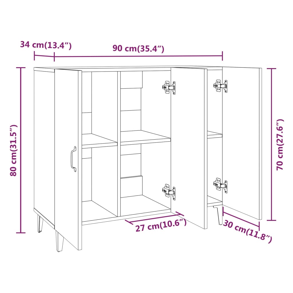 Komoda siva boja betona 90x34x80 cm od konstruiranog drva