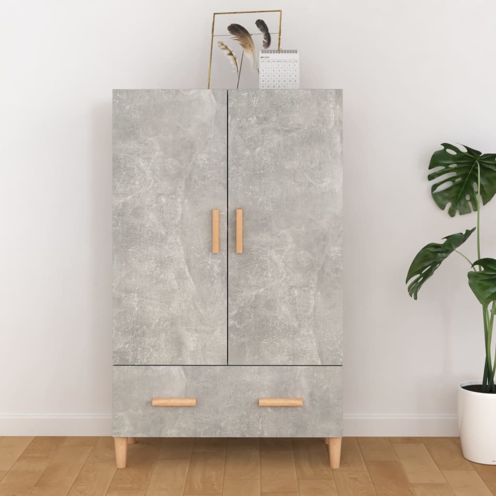Visoka komoda siva boja betona 70x31x115 cm konstruirano drvo