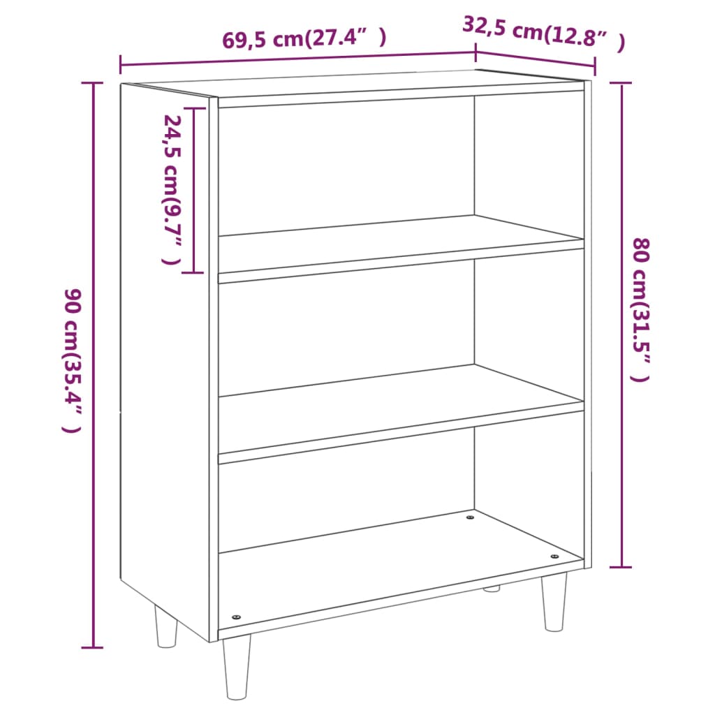 Komoda boja hrasta sonome 69,5 x 32,5 x 90 cm konstruirano drvo