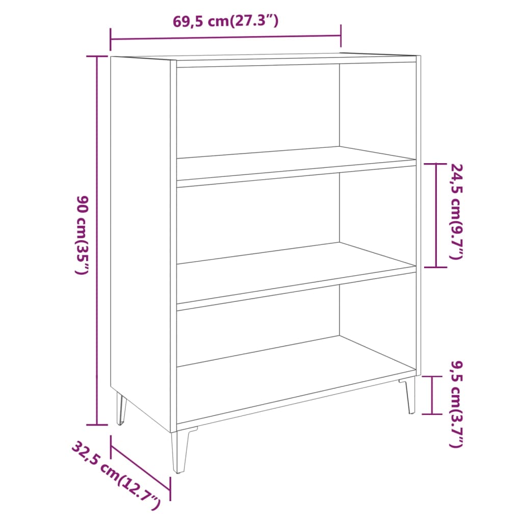Komoda boja hrasta sonome 69,5 x 32,5 x 90 cm konstruirano drvo