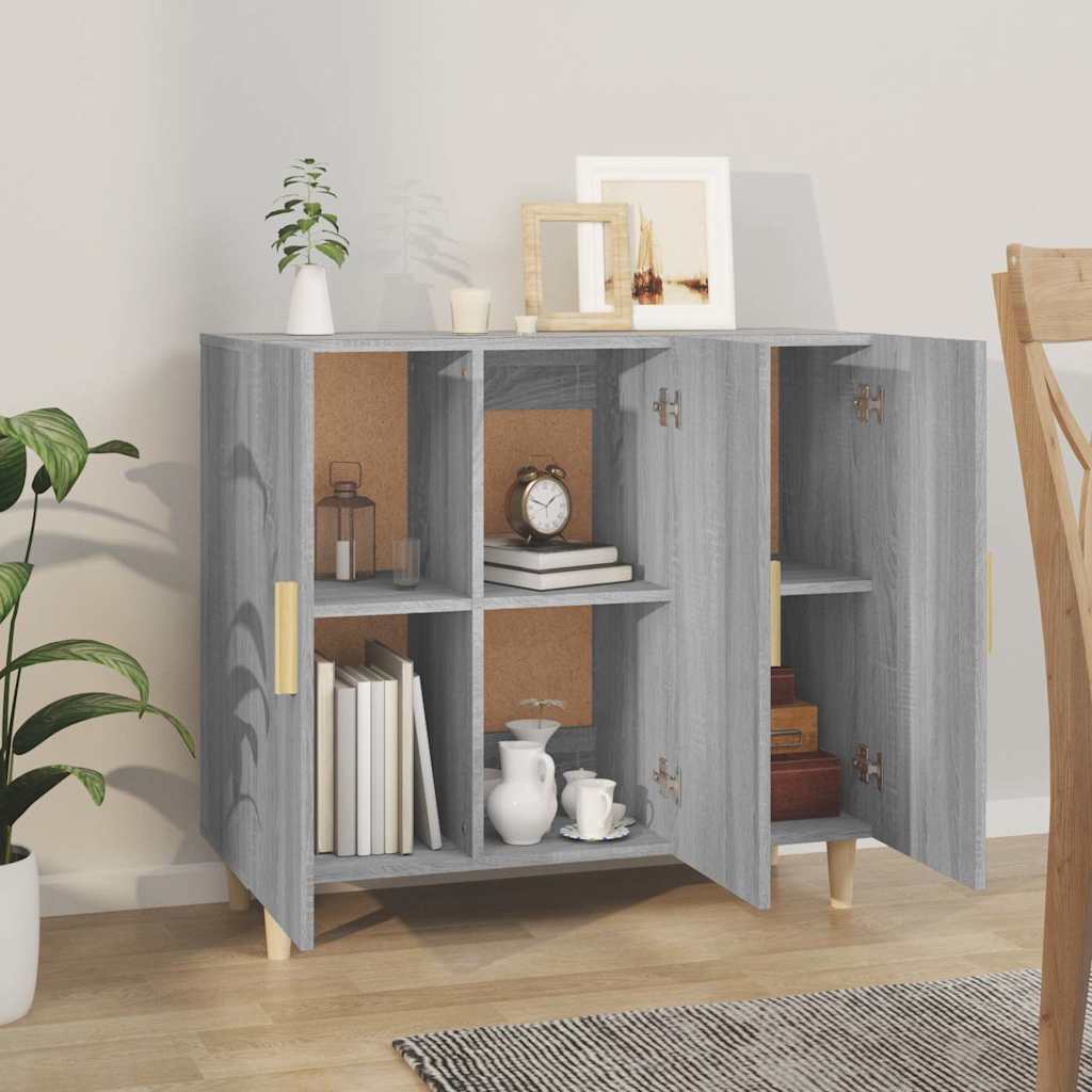 Komoda boja hrasta sonome 90 x 34 x 80 cm konstruirano drvo Siva