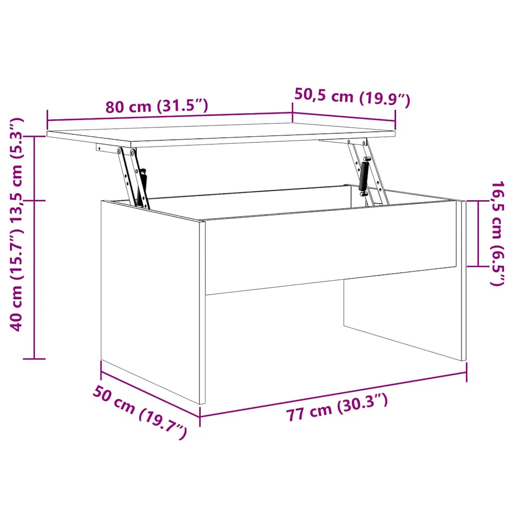 Stolić za kavu boja hrasta 80x50,5x41,5 cm konstruirano drvo