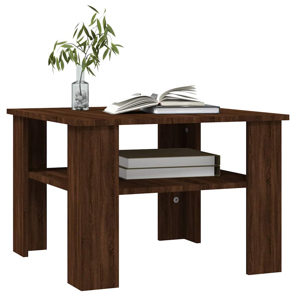 Stolić za kavu smeđa boja hrasta 60x60x42 cm konstruirano drvo