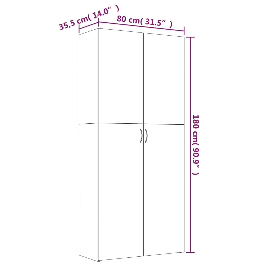 Ormarić za cipele boja hrasta 80x35,5x180 cm konstruirano drvo