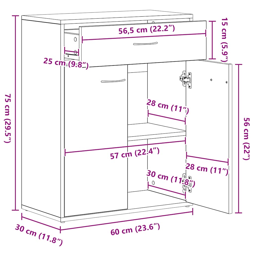 Komoda boja hrasta sonome 60 x 30 x 75 cm od konstruiranog drva