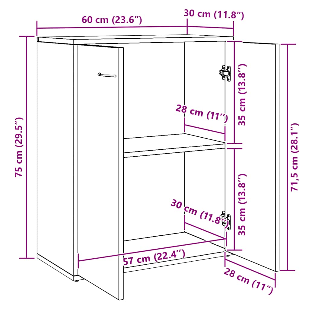 Komoda boja hrasta sonome 60 x 30 x 75 cm od konstruiranog drva