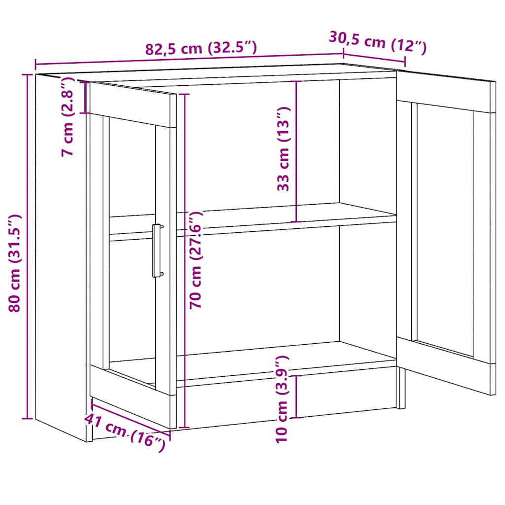 Vitrina boja dimljenog hrasta 82,5x30,5x80 cm konstruirano drvo