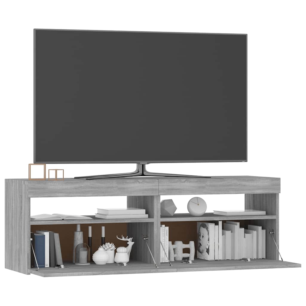 TV ormarić s LED svjetlima boja hrasta sonome 120 x 35 x 40 cm
