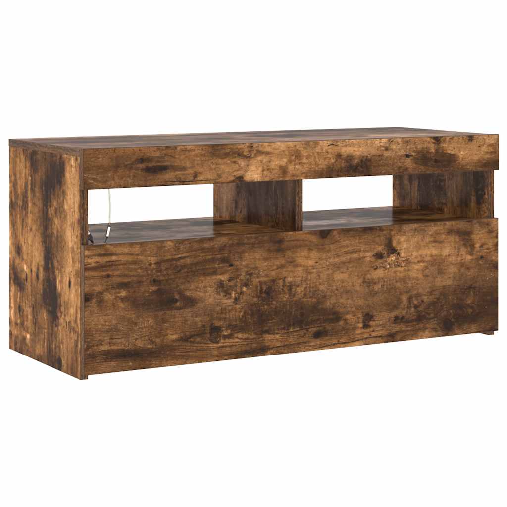 TV ormarić s LED svjetlima boja dimljenog hrasta 90x35x40 cm