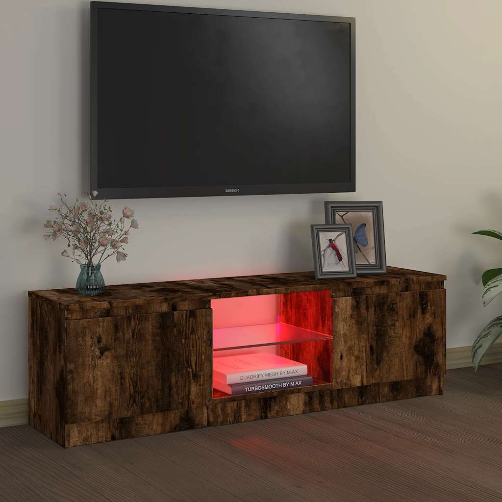 TV ormarić s LED svjetlima boja dimljenog hrasta 120x30x36 cm
