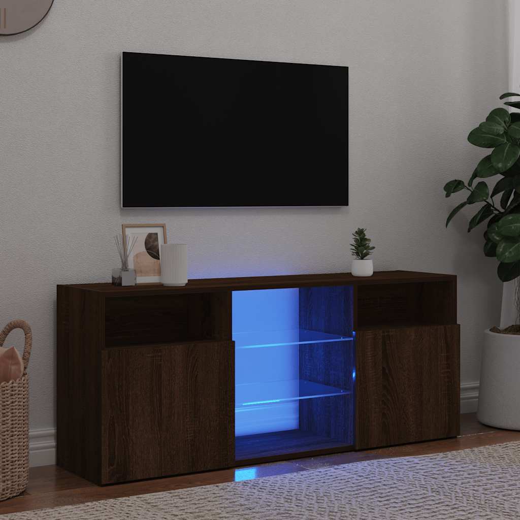 TV ormarić s LED svjetlima boja smeđeg hrasta 120 x 30 x 50 cm