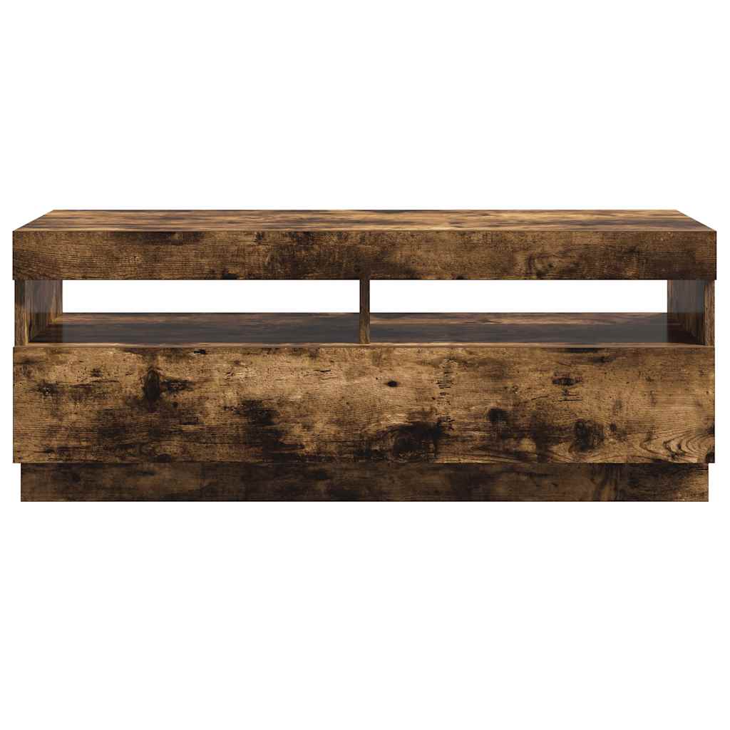 TV ormarić s LED svjetlima boja dimljenog hrasta 100x35x40 cm