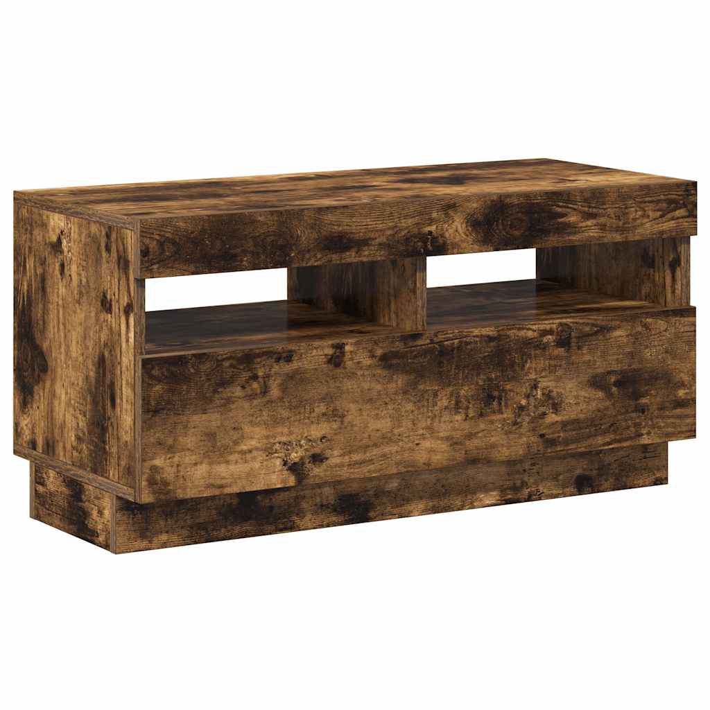 TV ormarić s LED svjetlima boja dimljenog hrasta 80x35x40 cm