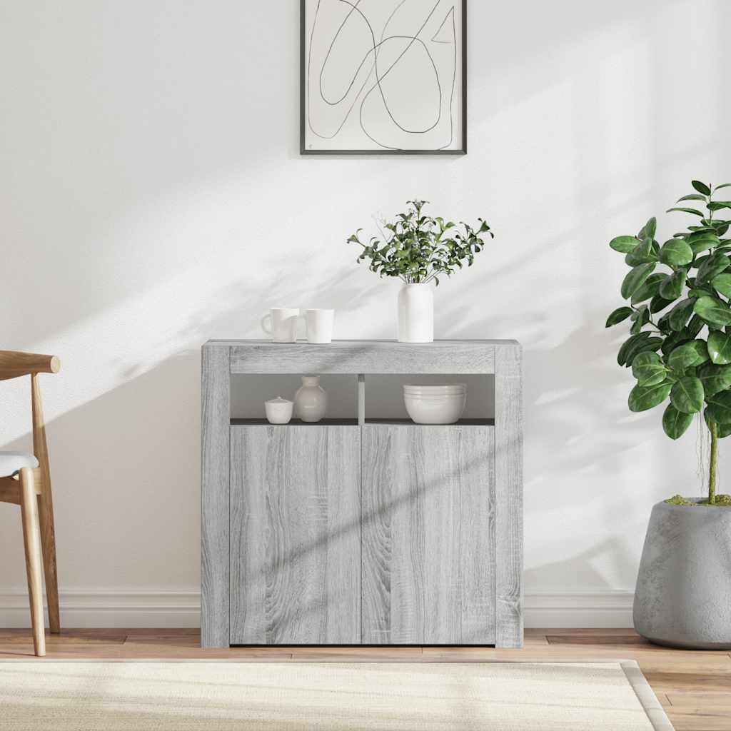 Komoda s LED svjetlima boja sivog hrasta sonome 80 x 35 x 75 cm