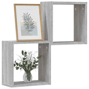 Zidne kockaste police 2 kom Siva Sonoma 30x15x30 cm