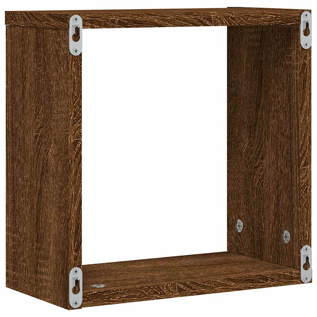 Zidne kockaste police 4 kom smeđi hrast 30x15x30 cm