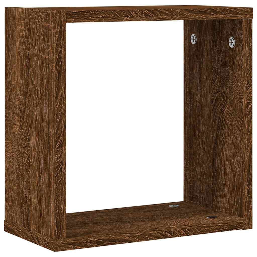Zidne kockaste police 6 kom smeđi hrast 30x15x30 cm