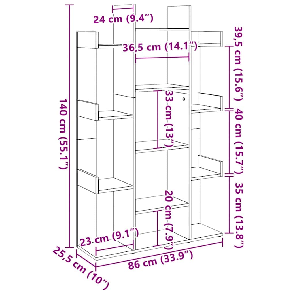 Ormarić za knjige boja hrasta 86x25,5x140 cm konstruirano drvo