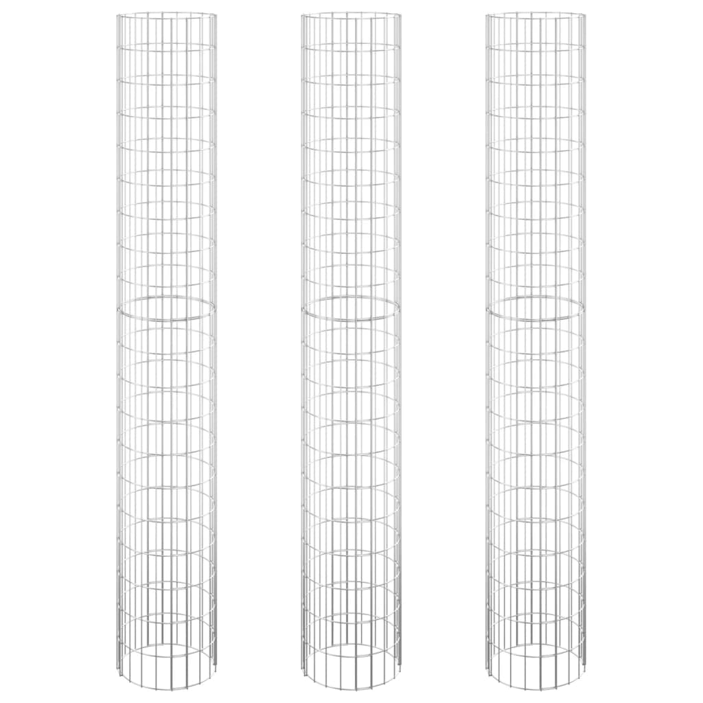 Kružne gabionske gredice 3 kom pocinčani čelik Ø 30 x 200 cm