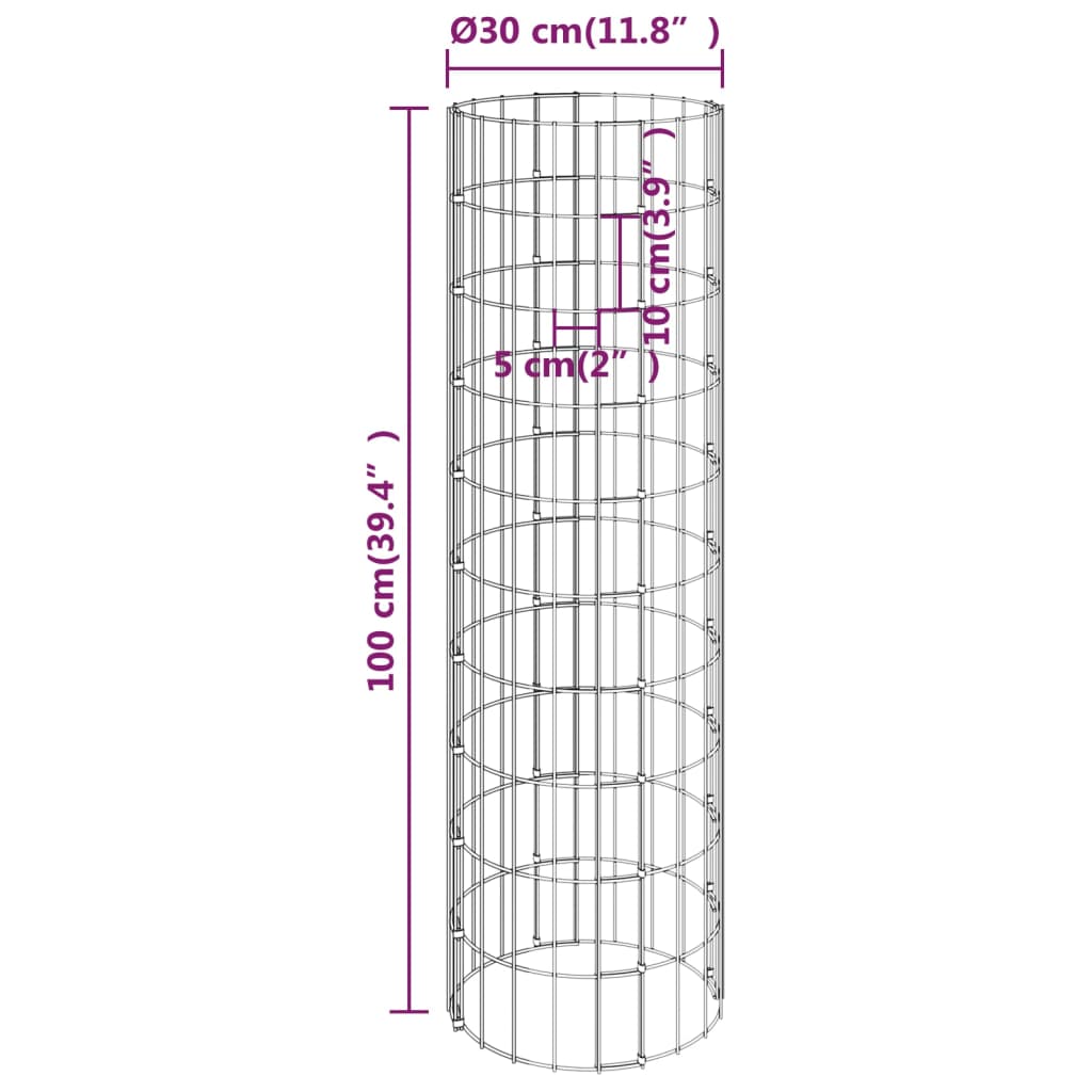Kružne gabionske povišene gredice 4 kom Ø30 x 50/100/150/200 cm