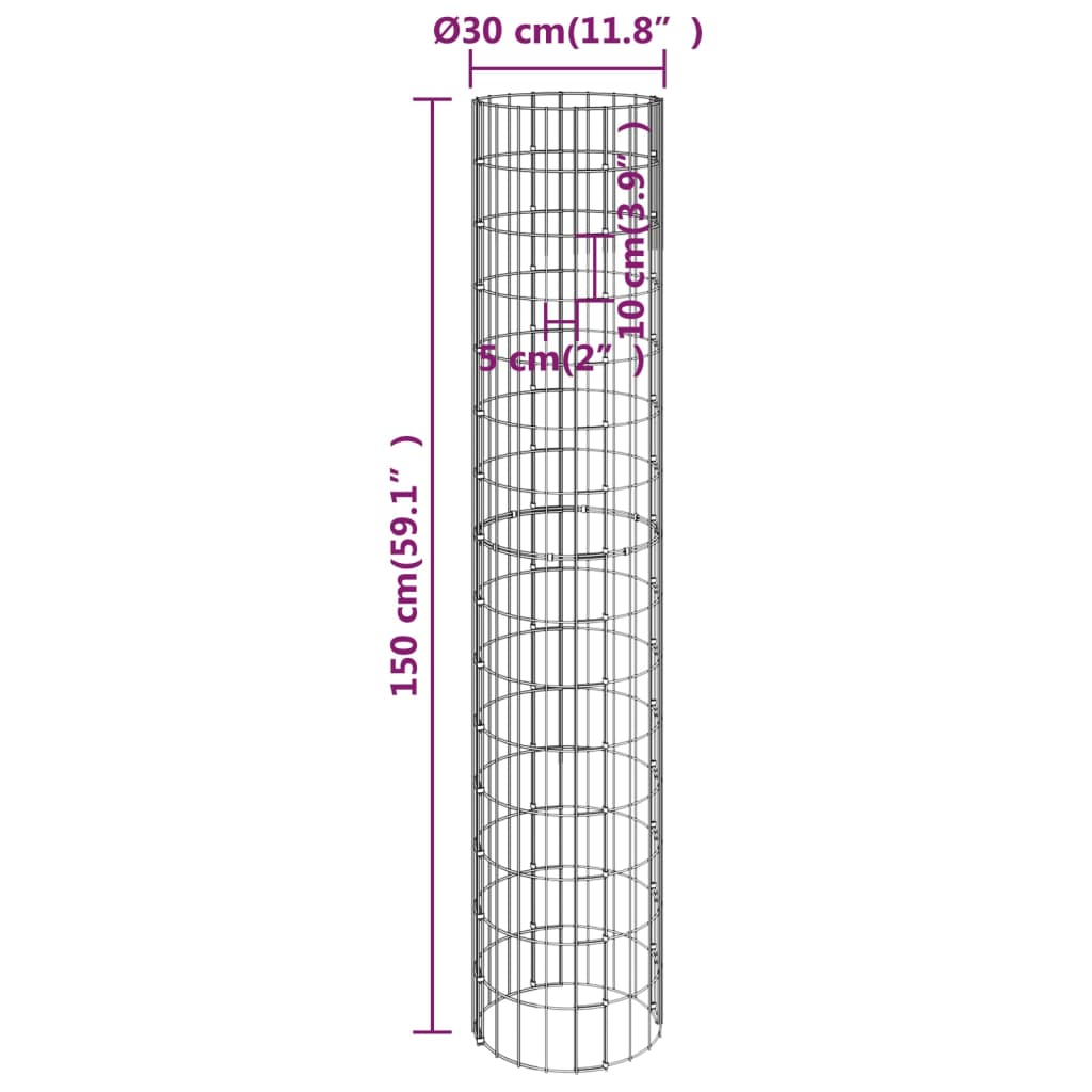 Kružne gabionske povišene gredice 4 kom Ø30 x 50/100/150/200 cm