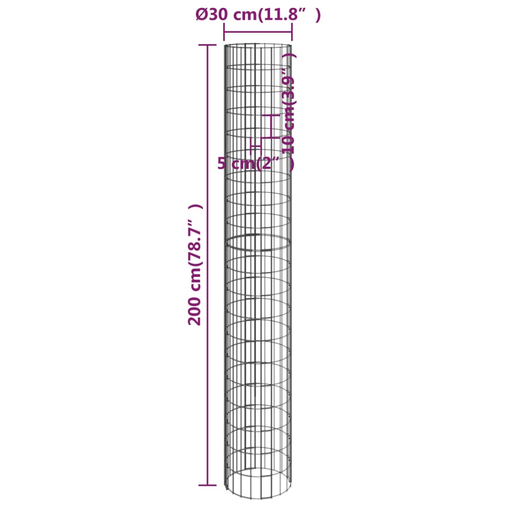 Kružne gabionske povišene gredice 4 kom Ø30 x 50/100/150/200 cm