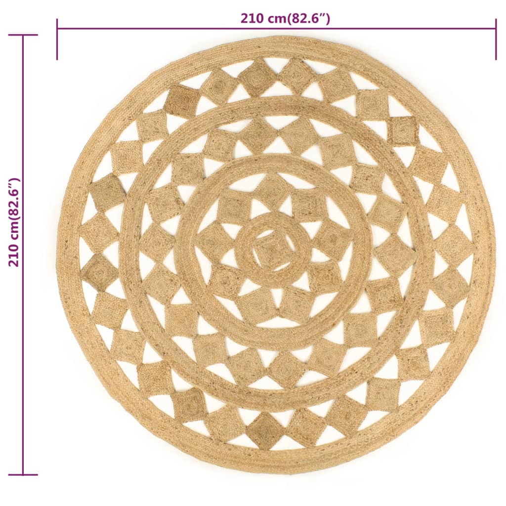 Ručno rađeni pleteni tepih od jute 210 cm