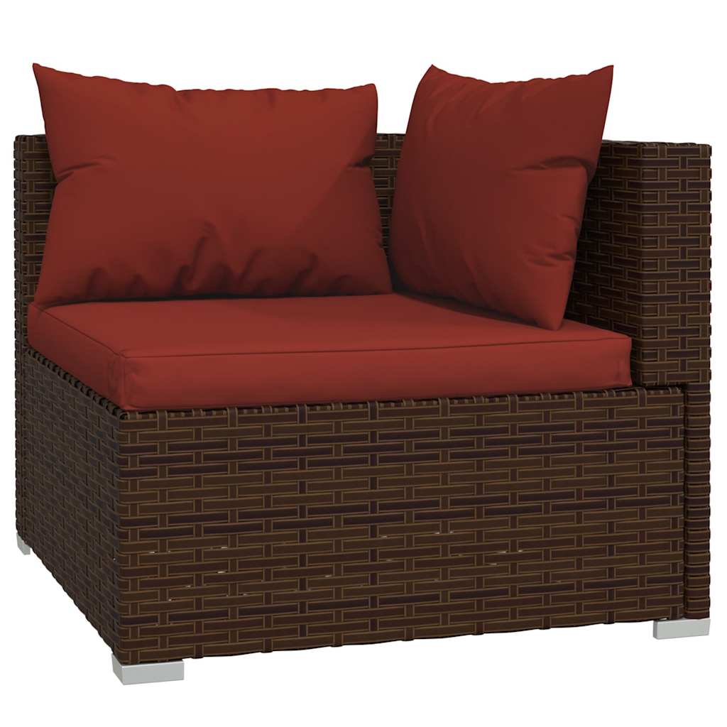 6-dijelna vrtna garnitura od poliratana s jastucima smeđa