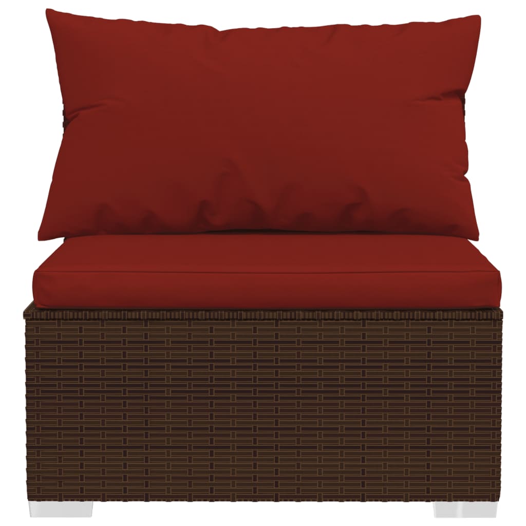 10-dijelna vrtna garnitura od poliratana s jastucima smeđa