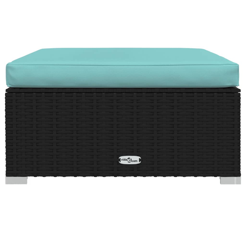 10-dijelna vrtna garnitura od poliratana s jastucima crna